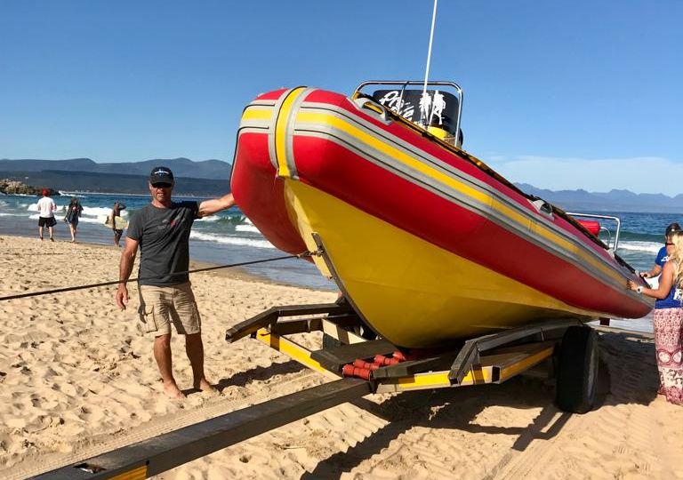 Pro Dive Founder and owner launching brand new boat in Plettenberg Bay